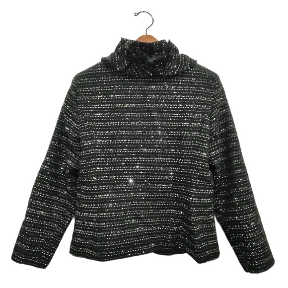 PETER NYGARD Ruffled Tweed Black and Silver Blazer Jacket EUC - Picture 4 of 11